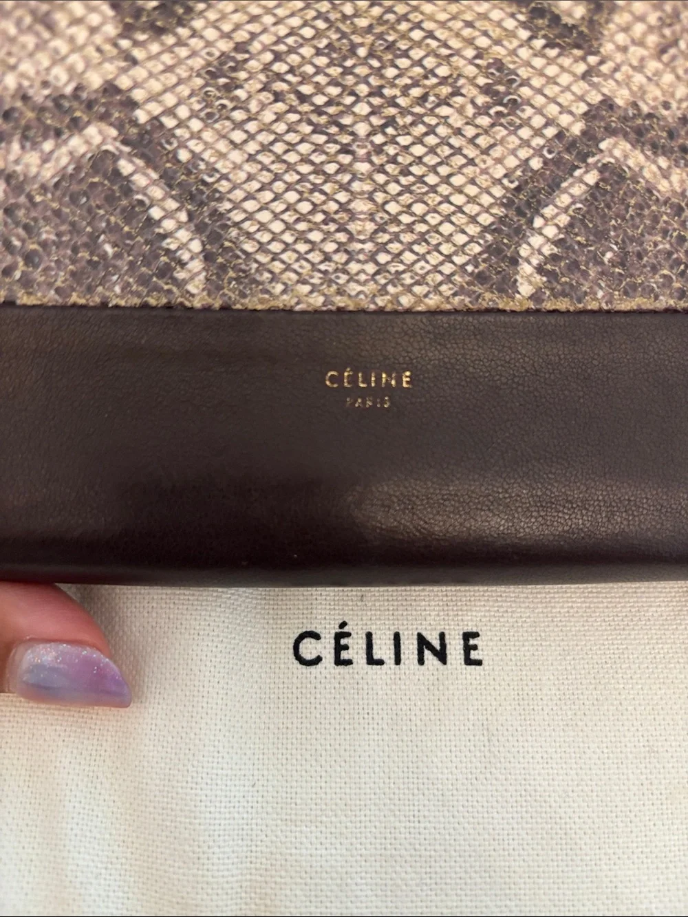 Python-Print Leather Zip Wallet in Maroon and Gray
